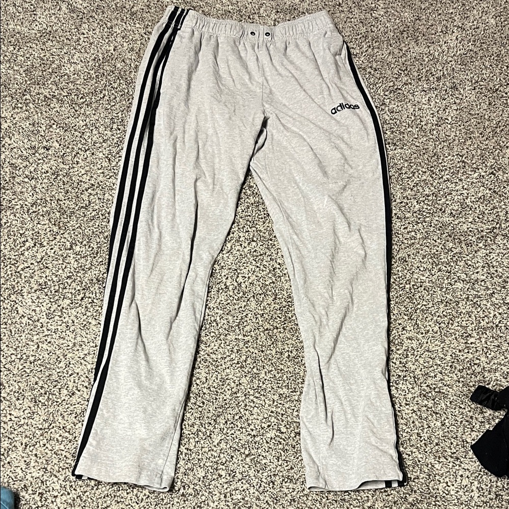 Adidas Light Gray Joggers with Black Accents